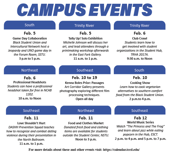 CAMPUS EVENTS FOR WEEK OF FEB. 5